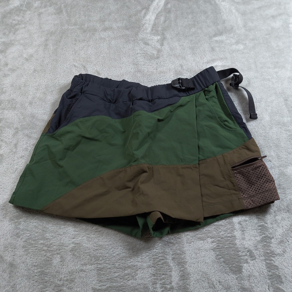 Outdoor Voices Green and Olive Brown Colorblock Running Skort